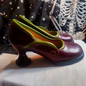 FLUEVOG Lily Darling - Burgundy and Lime size 10